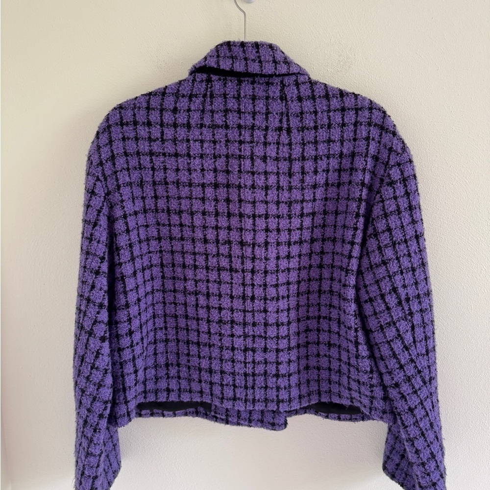 Sandro Purple Simona Cropped Tweed Blazer French 42 - Picture 7 of 11